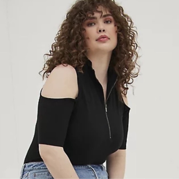 Torrid LoveSick Cold Shoulder Mock Neck Tee - Picture 2 of 14
